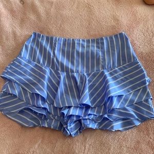 Forever 21 + Blue White Striped Tiered Skort